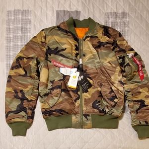 Alpha Industries MA-1 Woodland Camo,Slim Fit,Men L